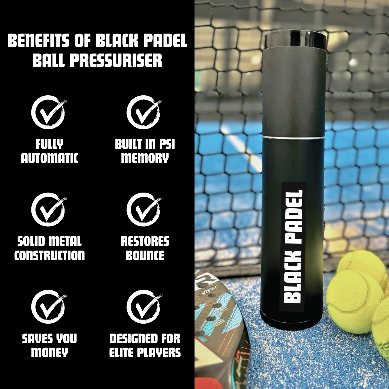 Black Padel Ball Pressuriser